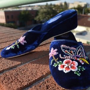 💎Embellished Vintage Velvet Slippers w/Wedge Heel